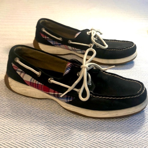 SPERRY Women’s Top Siders 9.5 M Navy & Plaid USED Good Condition - Picture 1 of 16
